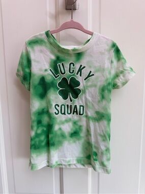 Way to Celebrate Girls 4 5 Lucky Squad Green Tie-Dye Short Sleeve Tee St Patrick